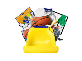 Plastic yellow seat basketball stadium with basketball symbols