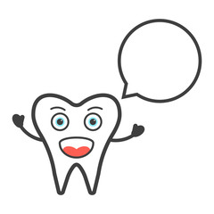funny tooth character with speech bubble