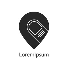 black pin icon with forefinger