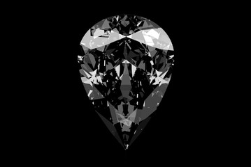 Diamond Shaped like a Teardrop on Black Background