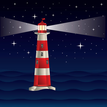 Lighthouse and Night Sea