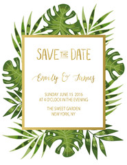 Vintage wedding invitation with flowers. Save the date design. 