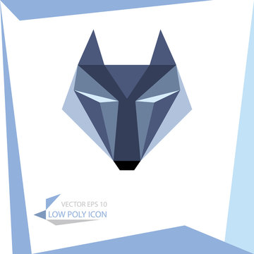 low poly animal icon. vector wolf