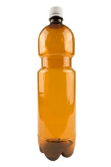 Empty 1.5L PET plastic bottle with a cape. Recyclable garbage series.