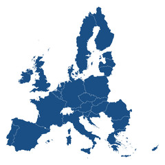 Europäische Union - Mitgliedsstaaten in Blau