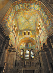 Fototapeta na wymiar Byzantine Art and mosaics in St Vitalis church, Ravenna