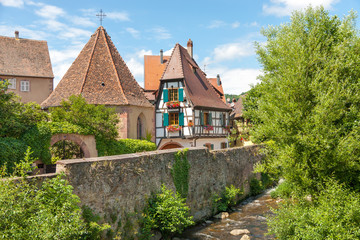 Fototapeta na wymiar Traditional timbered house in Kaysersberg; Alsace, France