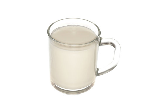 glass with milk, isolated on the white.
