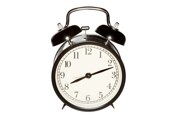 Mechanical alarm clock, isolated on the white.