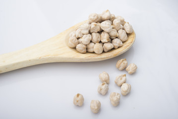 chickpeas on white background