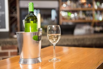 View of bottle of white wine