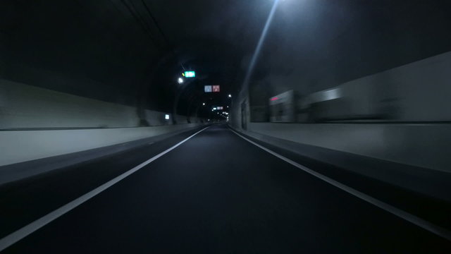 Driver view through the variety of tunnels on the new C2 highway.