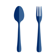 Spoon and fork shapes flat style isolated on white