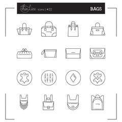 Bags icons. Women Bags icons, bags shop icons. Icons design for