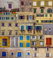 Collage with antique windows  in Montenegro