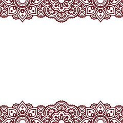 Mehndi, Indian Henna tattoo brown greetings card