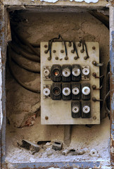 Old electric board in a residential building