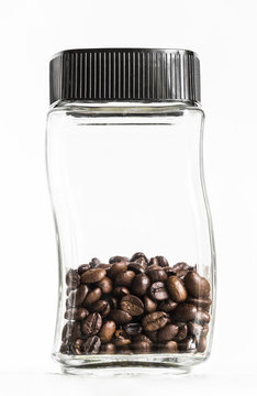 Jar with coffee grains