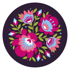 Polish folk inspired flowers on white background