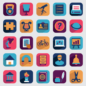 Set of flat education icons for design - part 2