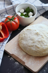 Yeast dough on the table