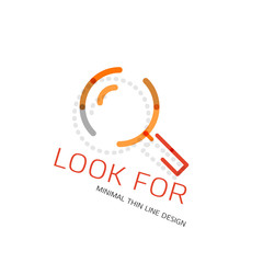 Fototapeta premium Vector thin line design logo magnifying glass, search and find or zoom logotype concept. Linear minimalistic business icon