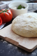 Yeast dough on the table