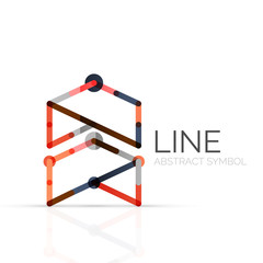 Linear abstract logo, connected multicolored segments of lines geometrical figure
