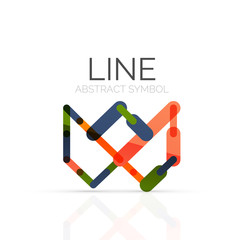 Linear abstract logo, connected multicolored segments of lines geometrical figure