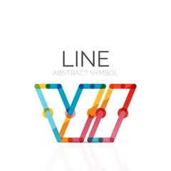Linear abstract logo, connected multicolored segments of lines geometrical figure