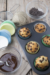 Muffins in a baking pan