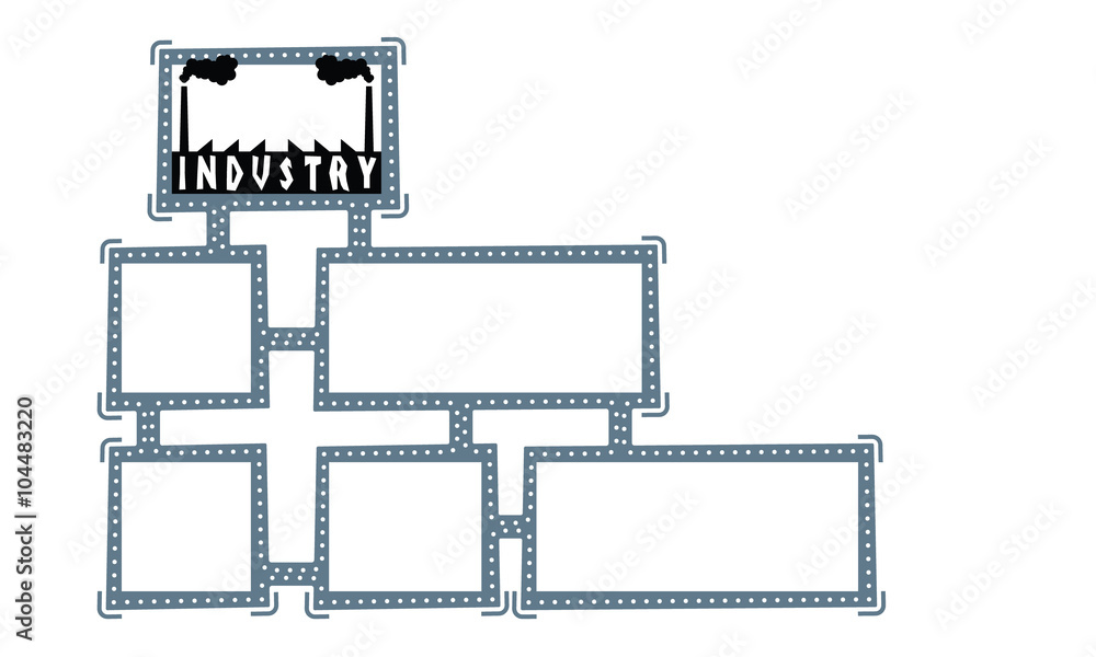 Poster Abstract frame for your text and factory icon