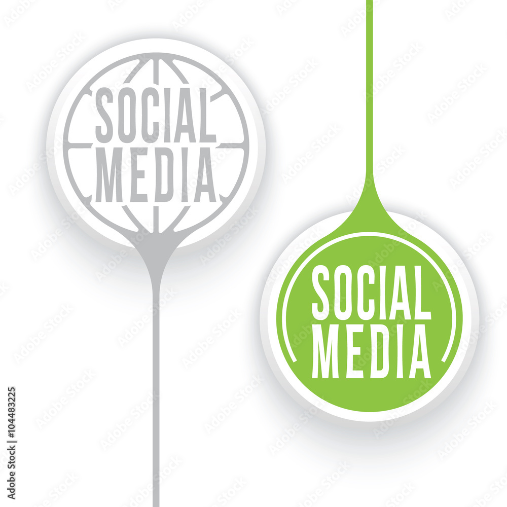 Poster two vector objects and globe symbol and social media icon