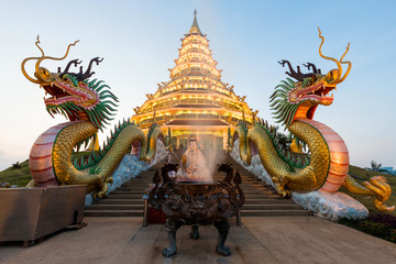 Fototapeta na wymiar Landmark Temple wat hyua pla kang (Chinese temple) Chiang Rai, T