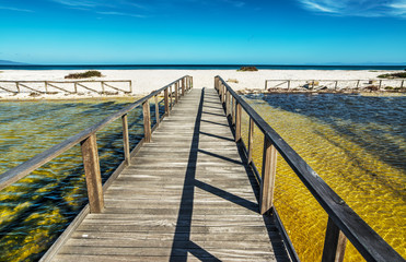boardwalk to the beach in Stintino