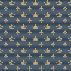 Seamless pattern crown and lily