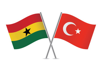 Ghanaian and Turkish flags. Vector illustration.