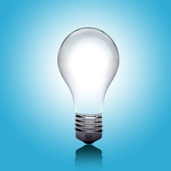 Light bulb on blue