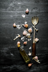 Fresh garlic in olive oil.