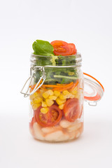 salad in jar isolated