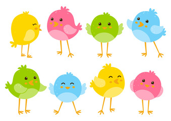 Set of cute cartoon birds