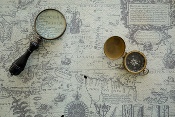 replica of 17th century Oxford magnifier and Compass