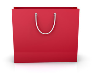 red shopping paper bag isolated
