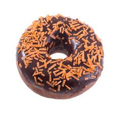 Orange chocolate donut isolated