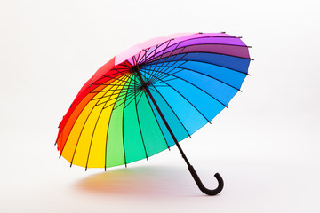 multicolored umbrella on white background