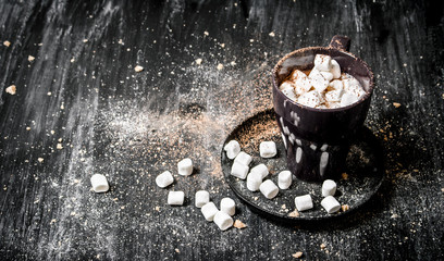 Hot chocolate with marshmallow .