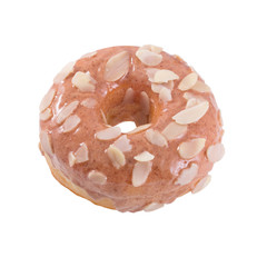 Doughnut in the petals of almond and icing