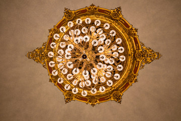 beautiful crystal chandelier in a theatre