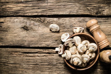 Fresh mushrooms with spices.