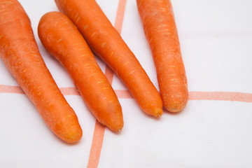 The carrots on the towel